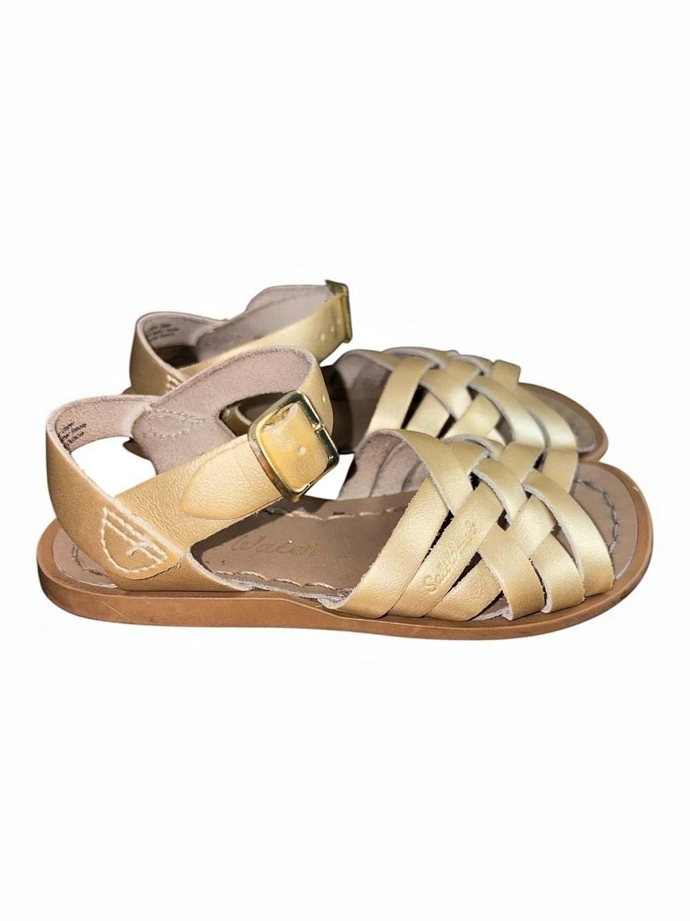 Salt Water toddler girl Strappy Woven Sandals in Gold size 10